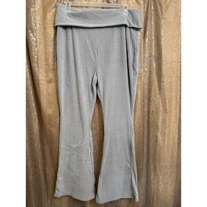 5B Style Gray Ribbed Foldover Flare Leggings Soft Stretchy XXL NWT